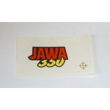 SAMOLEPKA --- JAWA 350 - MALÁ - ČERVENOŽLUTÁ - (NA MASKU A KAPOTU)